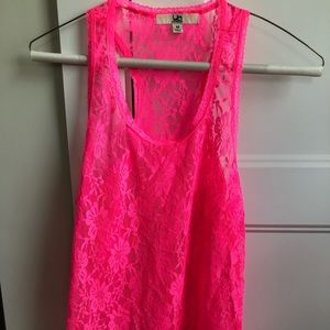 Hot pink, laced tank top